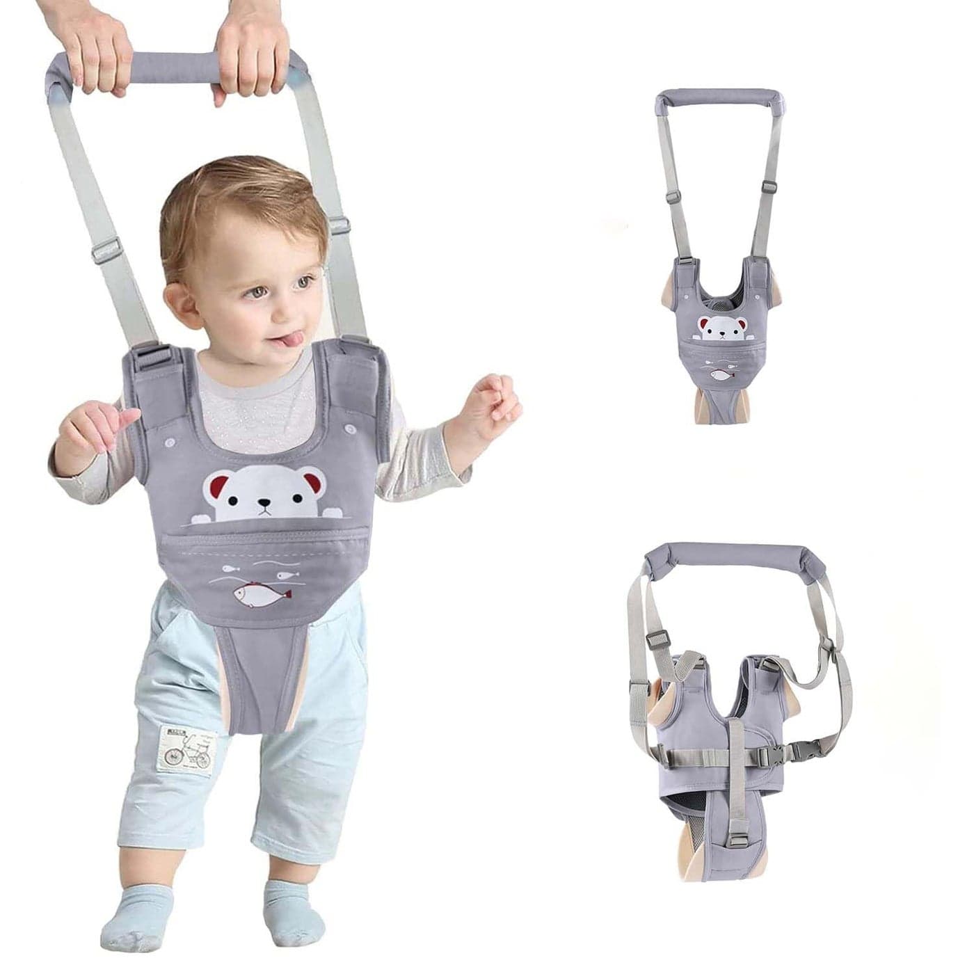 Baby Walking Harness Adjustable Handheld Kids Walker Helper Assistant Belt for Learning Walk Trainer Tool Walking WingGrey
