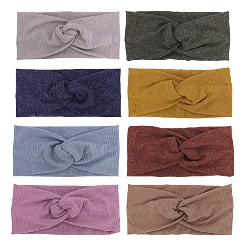Sugarmelon Baby Headbands Stretchy Hairbands Hair Bow Elastics for Baby Girls Newborn Toddlers Infant Kids Turban Headband (Cross Headband Taupe)