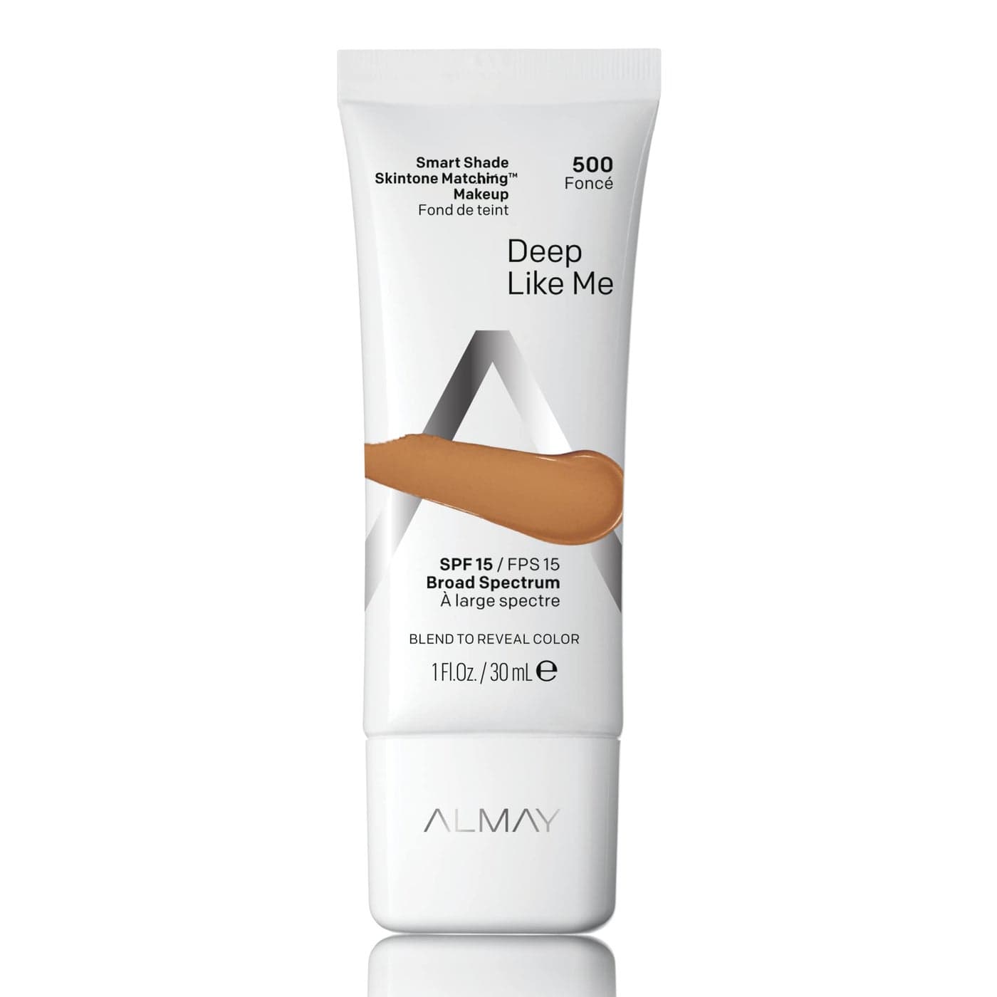Almay Smart Shade Skintone Matching Makeup Medium Coverage Natural Finish Foundation with SPF 15 Hypoallergenic Cruelty Free unscented Dermatologist Tested 500 Deep Like Me 1 oz