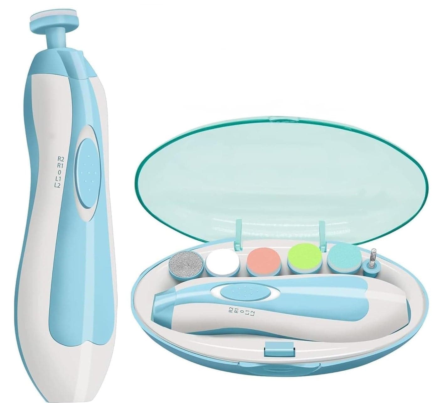 Baby Nail Trimmer New Born with Lights | Electric Baby Nail Cutter 0-6 Months with Multiple Filer Heads Adjustment | New Born Products, Pack of 1