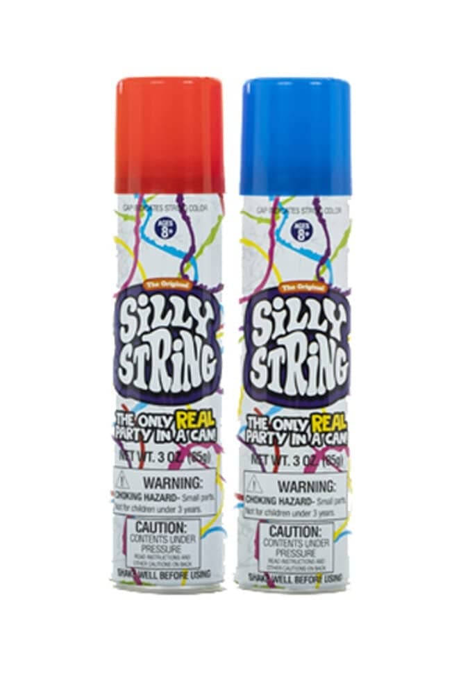 The Original Silly String! Silly String 2 pack, Assorted Colors, 3 oz Large Can – The Only Real Party in a Can! Be Silly! Shoots over 15ft!