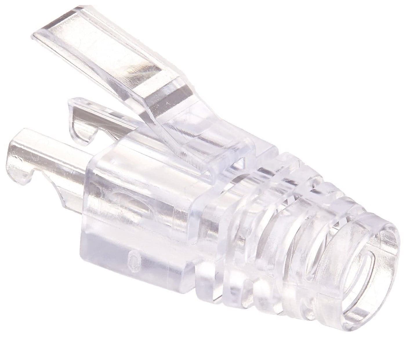 SETH ENTERPRISES RJ45 Strain Relief Boots 100 Pcs | Transparent Ethernet Cable Boot Cap for Cat6 Pass Through Connector | Flexible Plug Cover for LAN Cable Protection and Wire Management
