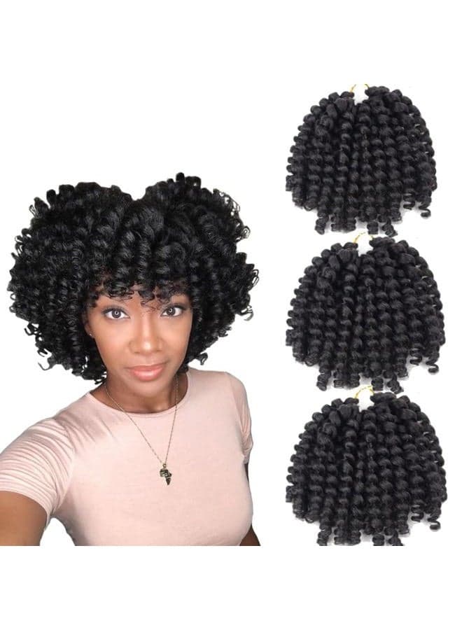 Crochet Braids Hair 2X Ringlet Jumbo Wand Curl 3pcs/lot 8 inch 20roots Jamaican Coily Curl Twist Senegalese Synthetic Braiding Hair Crochet Extension (1B)