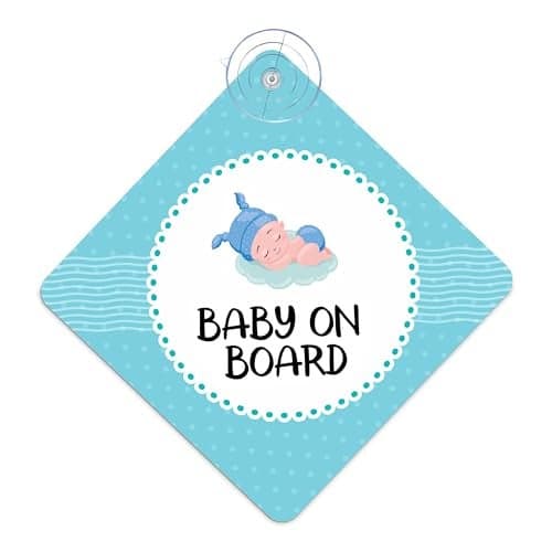 Baby On Board Car Window Safety Sign, Vehicle Decal with Suction Cup, True Flair