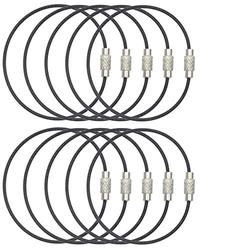 Mini Skater Stainless Steel Wire Cable Key Chain Key Ring Easy to Lock(Black)