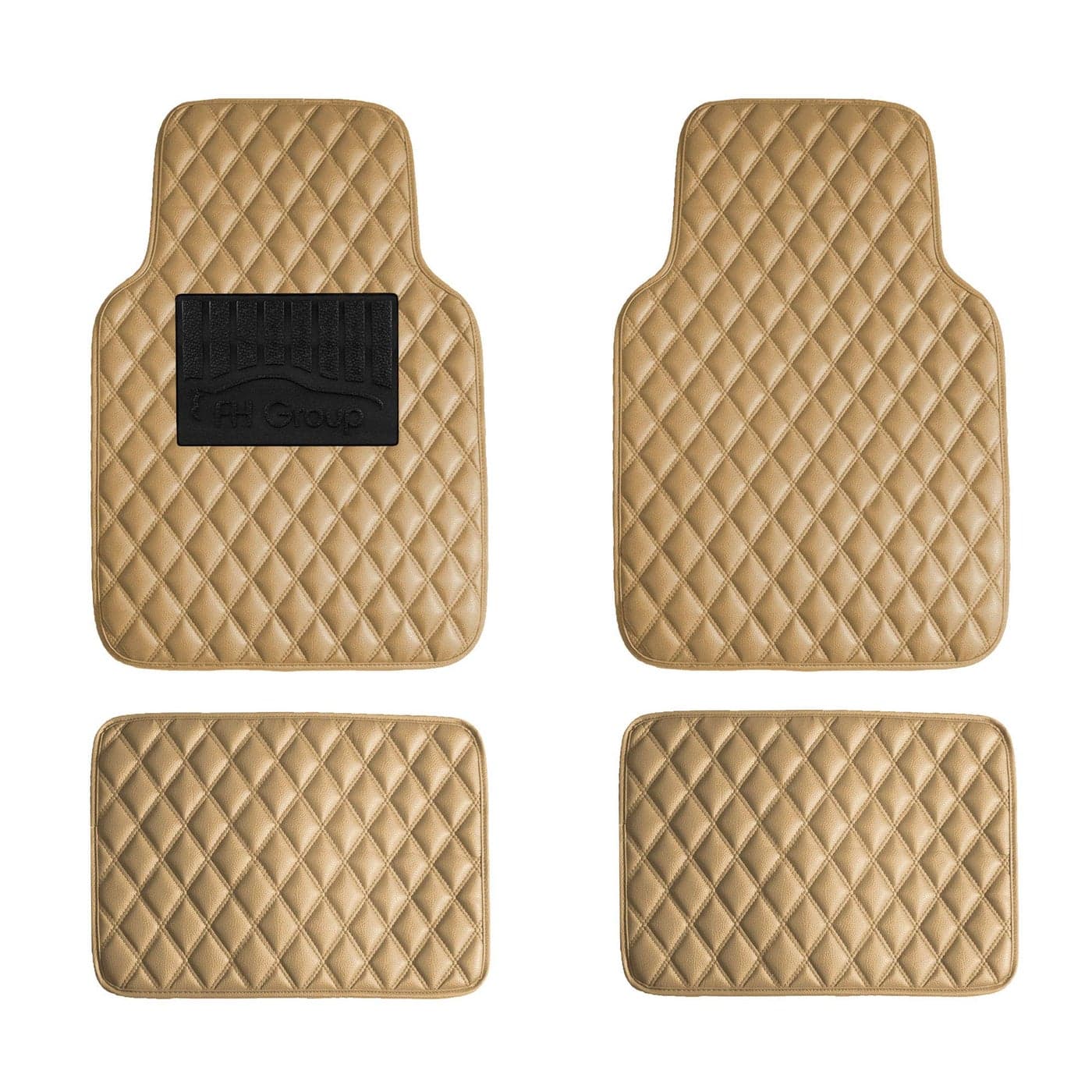 FH Group Floor Mats Faux Leather Floor Mats for Cars Universal Fit Automotive Floor Mats All Purpose Car Floor Mats PU Leather Protector Mat for Most Sedan SUV Truck Floor Mats Beige