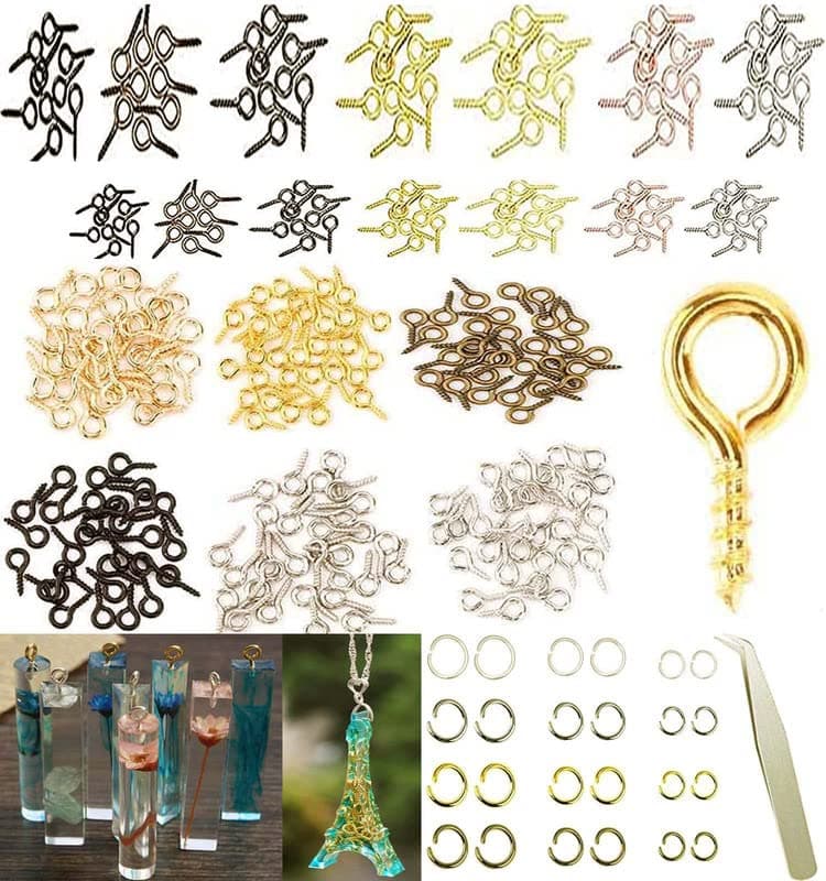 DIY Crafts 350 Pcs Screw Jump Rings, Chorme Silver, Screw Jump Rings Swivel Clasps Set Metal Lanyard Snap Hook, Lobster Claw Clasps Keychain Rings Open (350 Pcs Screw Jump Rings, Chorme Silver)