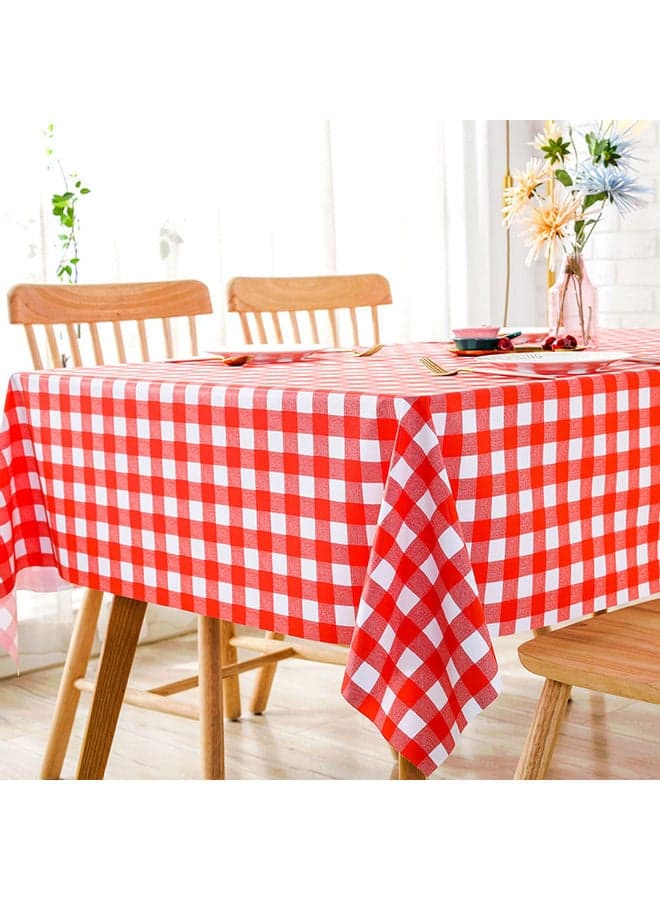 Checkerd Pattern Waterproof Table Cloth Red/White 120x160cm