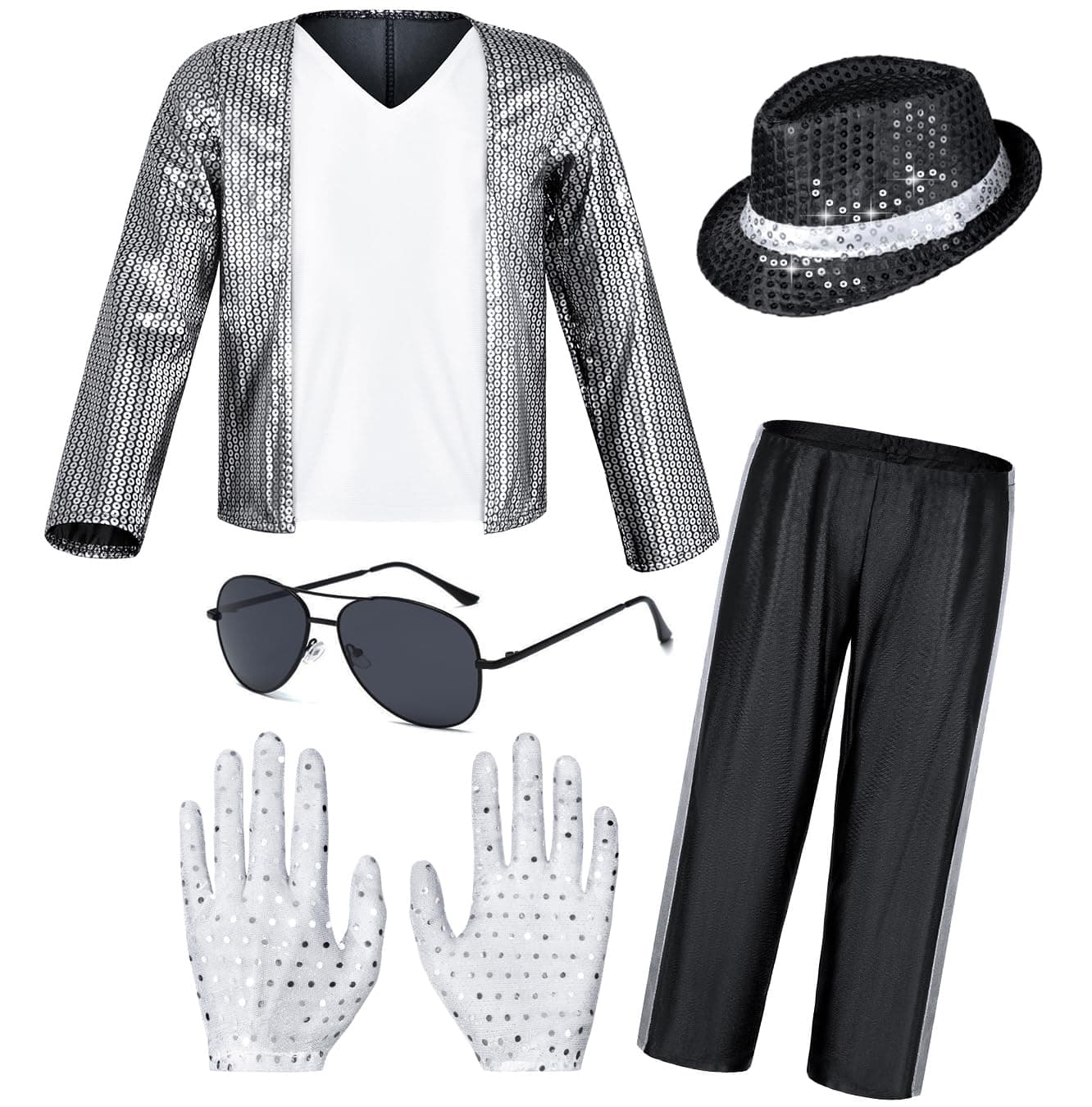 Dance Star Costume for Kids 80s 90s Pop Stage Cosplay Party Halloween Role Play 1112 Years White Black