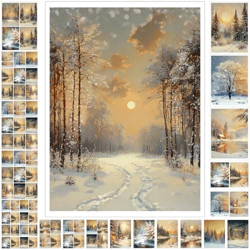 Watersay 20 Pcs Decoupage Paper 83x112 Christmas Decoupage Paper Pack Papers Retro for Craft and ScrapbookingWinter