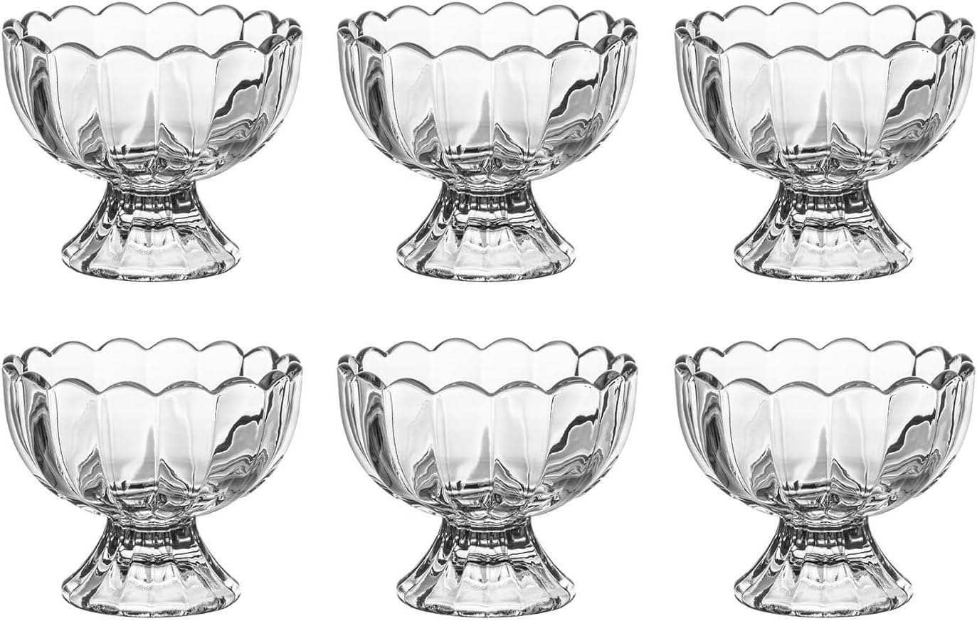 6 Pack Glass Dessert Bowls 6 Oz Heavy Base Glass Ice Cream Cups Dessert Bowls for Dessert Ice Cream Cocktail Condiment