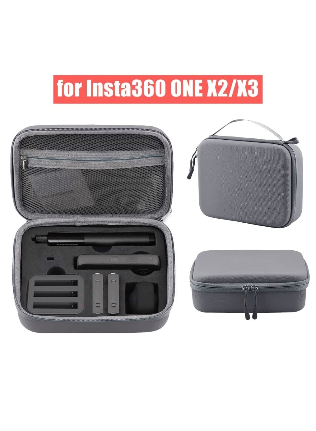 Anti-Collision Portable Handbag Carrying Case Compatible with Insta360 One X3/X2 Camera/Large Hard Shell Bag w/EVA Liner for Insta360 Handle/Selfie Stick Charger Data Cable