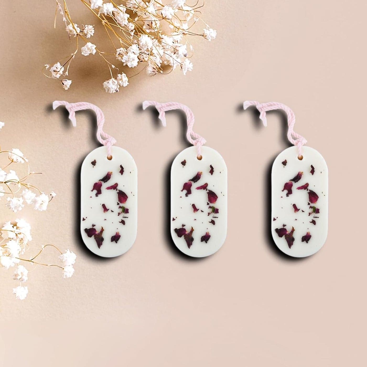 Lumia Scented Soywax Tablets Set of 3 for Wardrobe Fragrance Air Freshener Bar Aromatherapy Fragrance Handmade Wax Tablets Scented Sachet for Closets Drawers Cars Rose