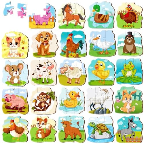 24 Pack Animal Puzzle for Kids Pig Duck Chicken Puzzle Animal Jigsaw Puzzles Perfect for Classroom Rewards and Halloween Goodie Bag