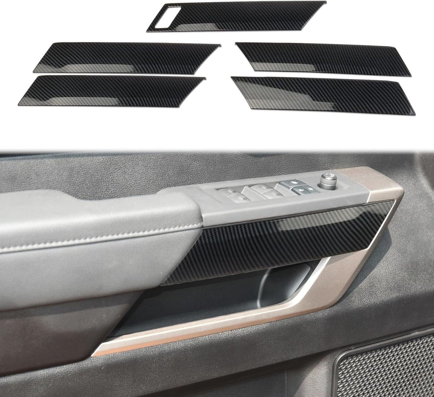 Fewshaw Carbon Fiber 4 Door Panel Decor Armrest Cover Trim Accessories for Toyota Tundra CrewMax 2022+