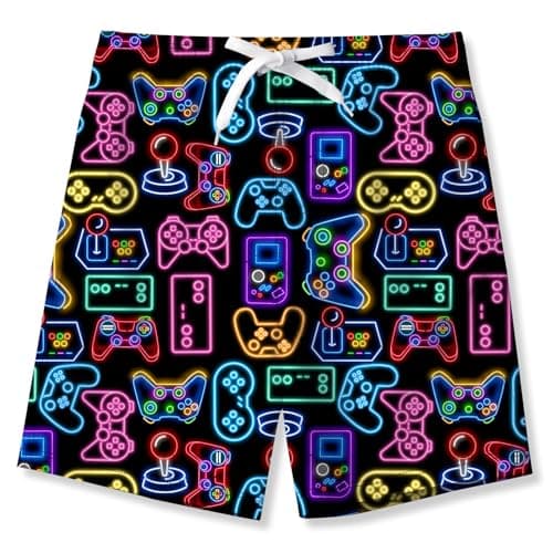 Little Boys Swim Trunks Size 7 8 Swimming Shorts Cool Game Player Graphic Shorts for Summer Bathing Party Swimming Surfing Running