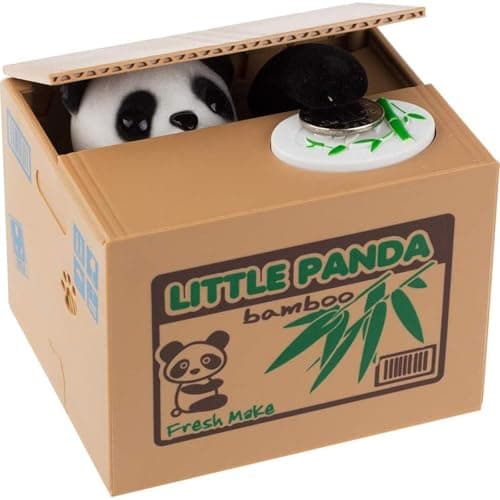 Barelove Kids Piggy Bank, ATM Coin Cash Money Counter Saving Can, Stealing Cute Panda Electronic Smart Voice Prompt Piggy Bank Safe Locks, Great Gift fot Boys & Girls (Panda)