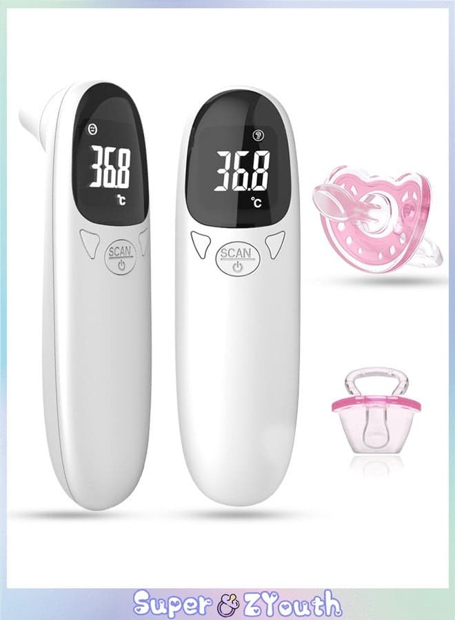 No-Touch Forehead Thermometer for Adults and Kids, Fast Accurate Digital Thermometer for Baby with Fever Alarm & Silent Mode (with a Pacifier)