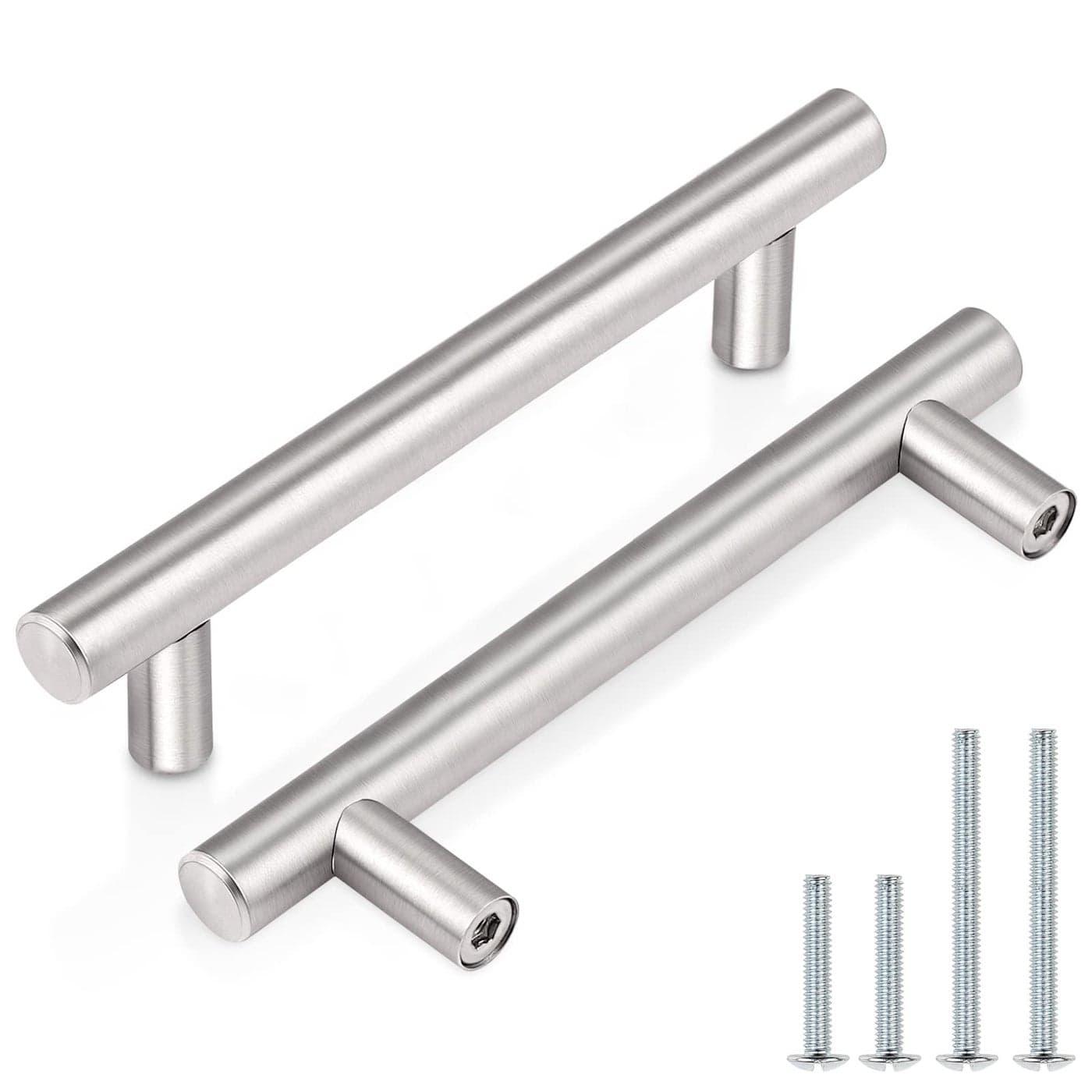 Probrico 10 PackModern T Bar Cabinet Handles Satin Nickel Cabinet Pulls Stainless Steel312 Inch Hole Centers Furniture Hardware for Cupboard Wardrobe Drawer Closet 6 Inch Total Length