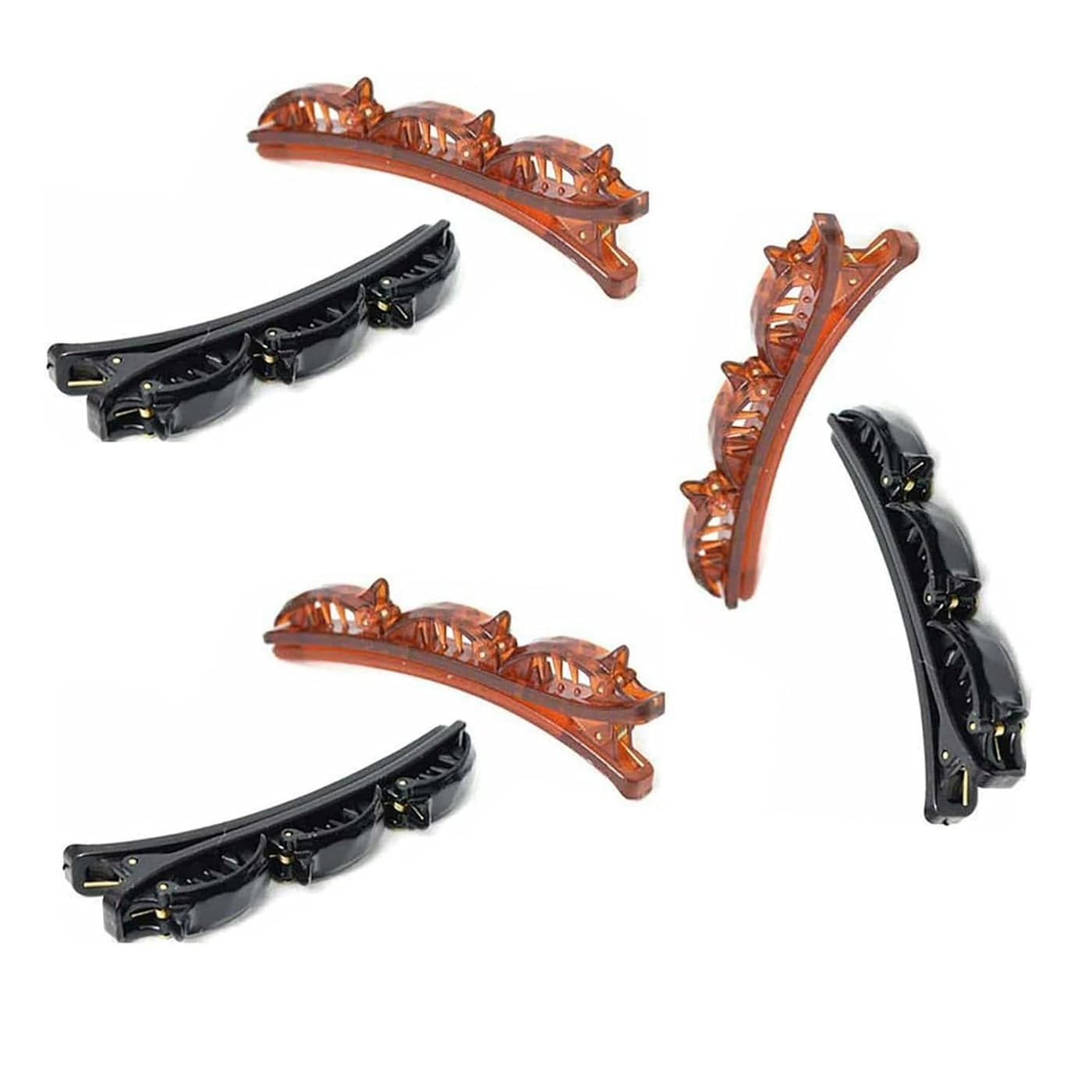 6Pcs Black and Brown Double Layers Twist Band French Braider Hair ToolFashion Double Layer Band Twist Plait Clip Front Hair Clips Hairpin Headband Beauty Tool Hairpin HeadbandHair Accessories