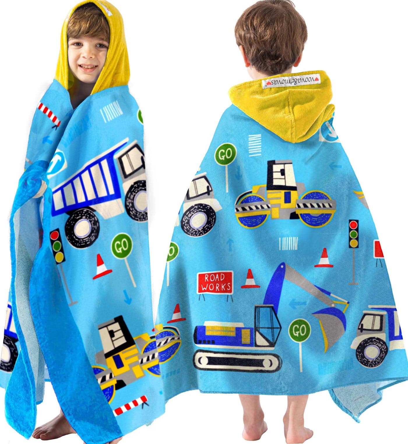 VOOVA MOVAS Kids Towels Age 310 30X50 Soft Thick 100 Cotton Large Absorbent Beach Bath Pool Swim Towels Cover up for Boys Excavator Vehicle