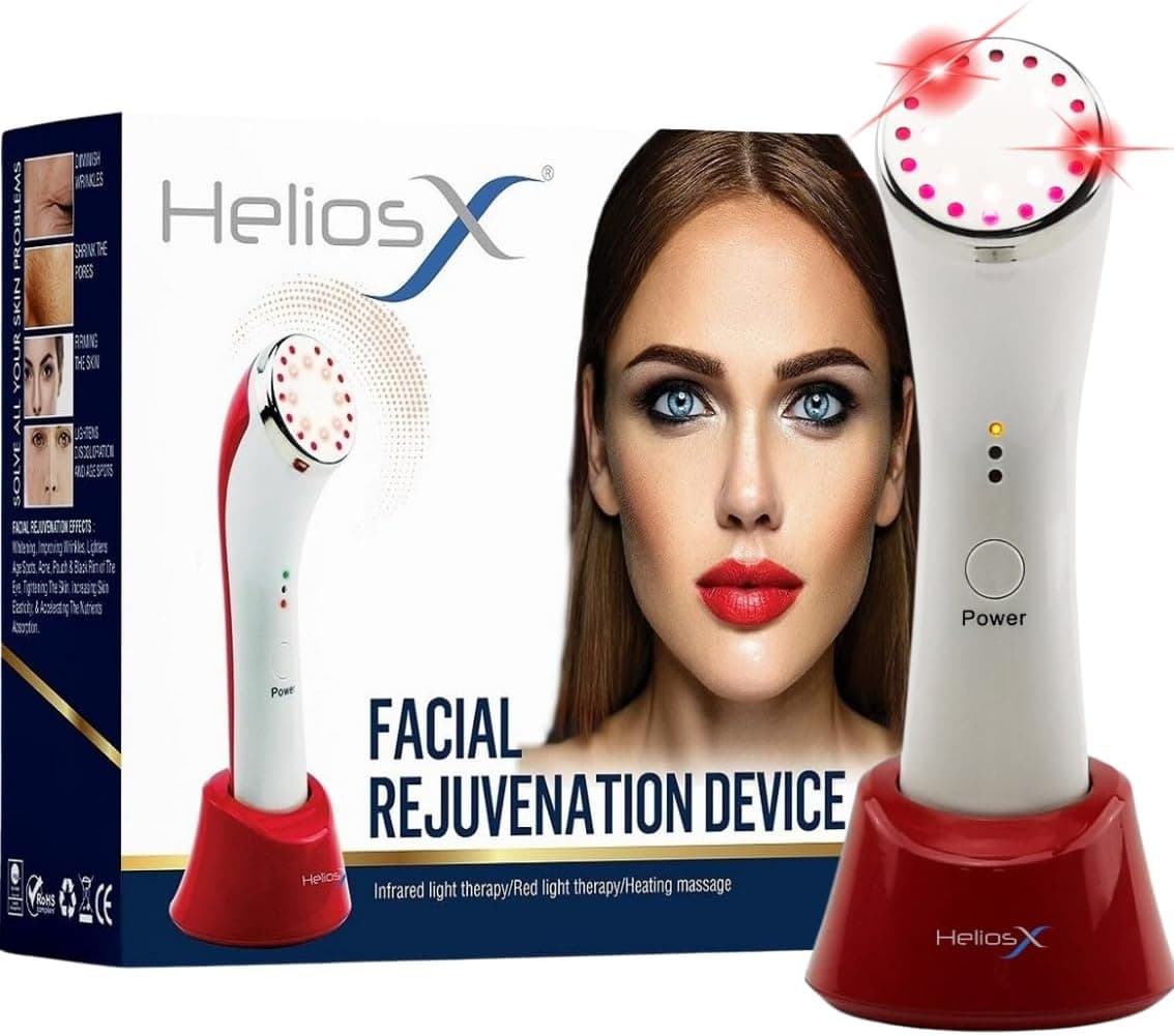 Helios X Red Light Therapy for Face 3in1 Infrared LED Light Therapy Thermal Heating Facial Rejuvenation Massager Device for AntiAging Improve Wrinkles TextureAge Spots Facial Light Therapy
