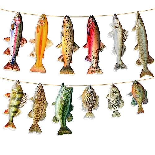 Ushinemi Fishing Birthday Decorations Gone Fishing Party Supplies Sunfish Trout Bass Fishing Banner for Adults and Kids