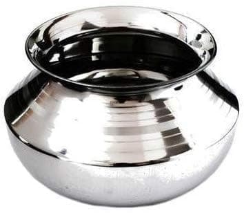 SHOPSIDEX Degchi bhgona/bhagoni Milk Pot/Handi Stainless Steel Heavy Base Degchi for Home and Kitchen Cooking Bhagona Multipurpose Use Steel Handi (4 Litter)