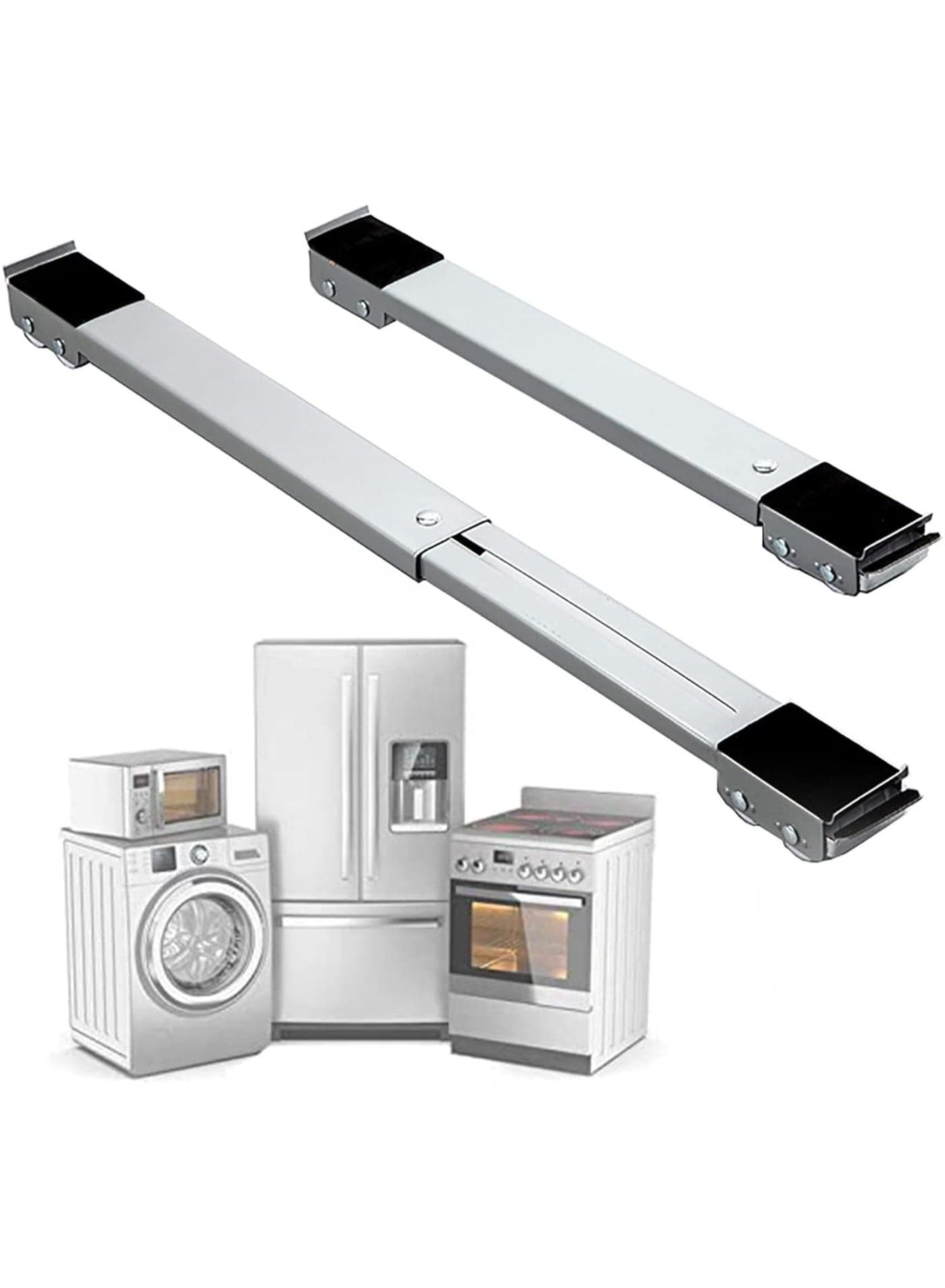 Cart Universal Mobile Roller Stand, with Wheels, for Washer Dryer Laundry Pedestal Fridge Silver