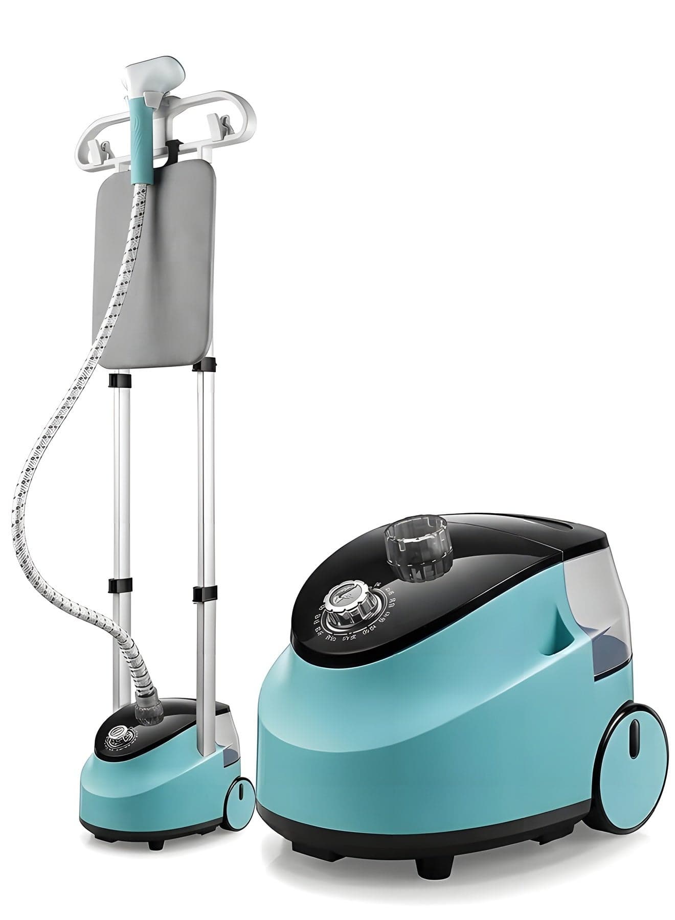 Steam Iron Double Pole,Standing Garment Steamer with Adjustable Garment Hanger and Roll Wheels,Built-in Ironing Board,High Power Electric Iron Adjustable Vertical Steamer for Home