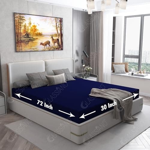Glassiano Cotts Wonder Poly Lycra Waterproof Fitted Mattress Protector|Breathable - Hypoallergenic Mattresses Cover with Elastic Strap for Single Bed (72x30 inch|6x2.5 feet, Blue - Pack of 1)
