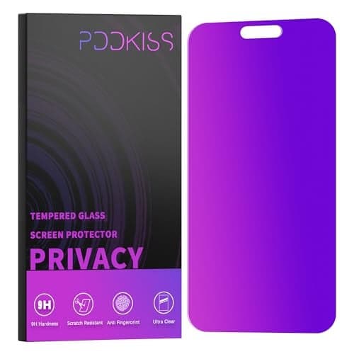 PDDKISS Compatible for iPhone 15 Pro Max Privacy Screen Protector Tempered Glass 6.7 Inch, Purple Gradient Anti Spy Anti Blue Light HD Easy Installation