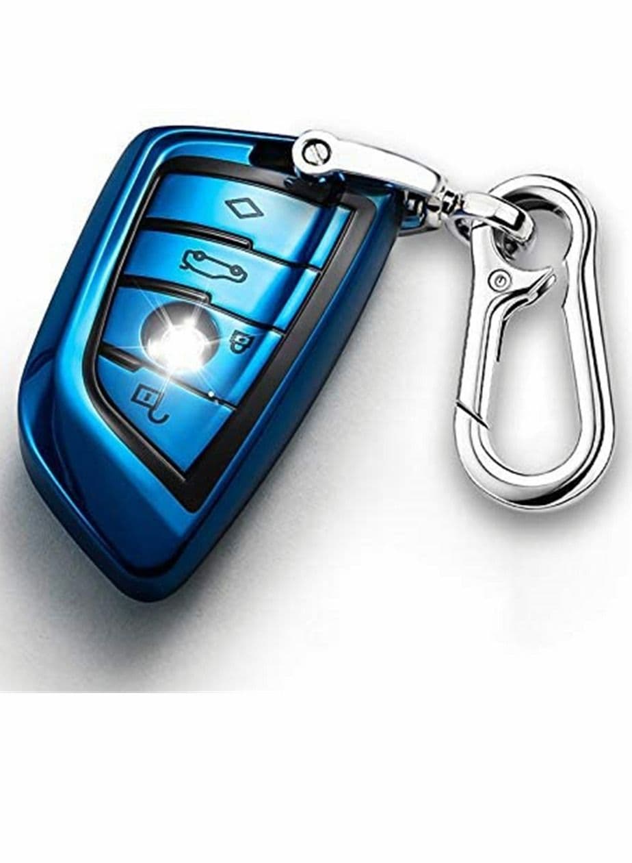Key Cover for BMW Key, Blade Shape Soft TPU Case Shell Pouch New X1 X3 X5 X6 Series Keyless Entry Cover, Blue