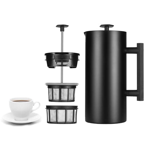ESPRO P6 32 Ounces French Press Coffee Maker, Double Walled Stainless Steel Insulated, Matte Black