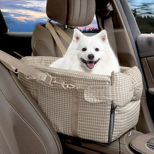 Center Console Dog Car Seat for Small Dogs Removable Pet Seat with Cushion Board Safety BeltConsole Dog Car Seats for Small Puppy Up to 15 Lbs