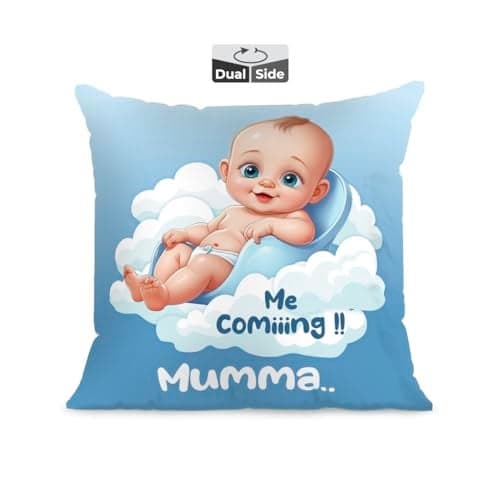 Brizberry® Premium Throw Pillow Cushion, mom to be Gifts, Pregnant Woman Wife Sister, Coming Soon Mumma, Pregnancy Gift for Baby Shower, with Premium Filler Cushion (16 inch x 16 inch) (Design 6)