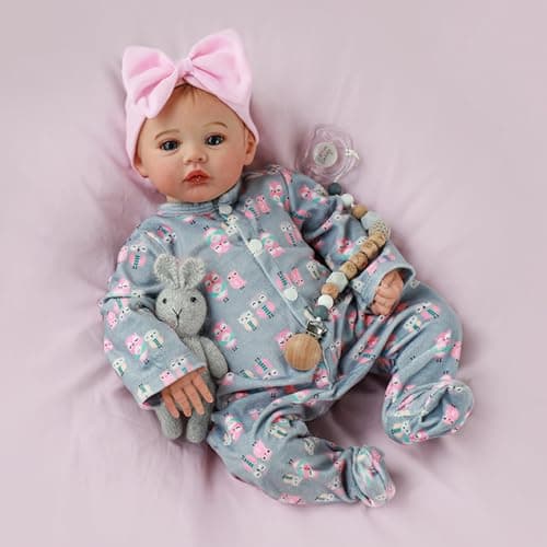 KSBD Lifelike Reborn Baby Girl 18 inch Realistic Baby Girl Real Life Newborn Baby Dolls Handmade Anatomically Correct Real Baby Dolls Gift Set for Kids Age 3