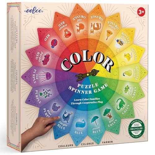 eeBoo Color Puzzle Spinner Game 24 Color Puzzle Pieces Learn Color Families Educational Cooperative Childrens Game Kids Ages 3 13 Players