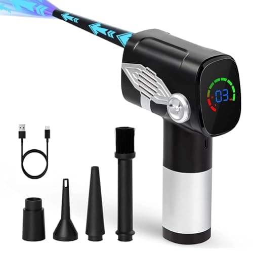 ZORBES® Wireless Duster with 5 Nozzles, 40000 RPM USB Rechargeable Air Duster, Adjustable Speed, Keyboard Duster, Electric Air Blower Duster Cleaner for Car Computer Electronics Cleaning Window