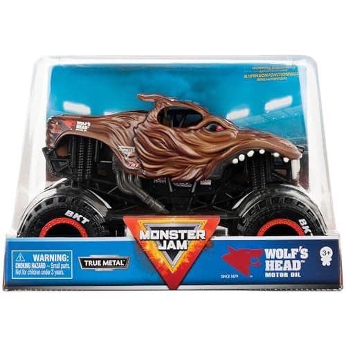 Monster Jam Official Wolfs Head Monster Truck Wolfs Head Collector 124 Scale DieCast Vehicle Chrome Rims and BKT Tread Tires for Use in All Playsets Collectible for Fans Birthday Parties