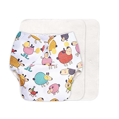 SuperBottoms BASIC Cloth Diaper For Baby | Washable & Reusable Cotton Cloth Diaper | 0-3 Years | Freesize | Adjustable | Reduces Rash | With 2 Quick Dry Pad/Insert | Sheep |