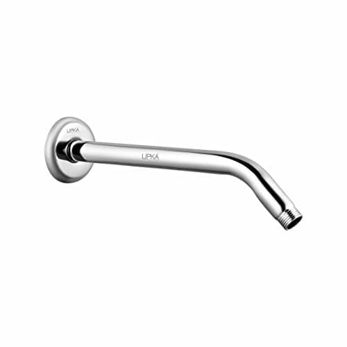 LIPKA 15-Inch Stainless Steel Shower Arm with Wall Flange – Chrome Finish Overhead Rain Shower Extension, Round Wall-Mounted Arm for Bathroom Shower Head Silver