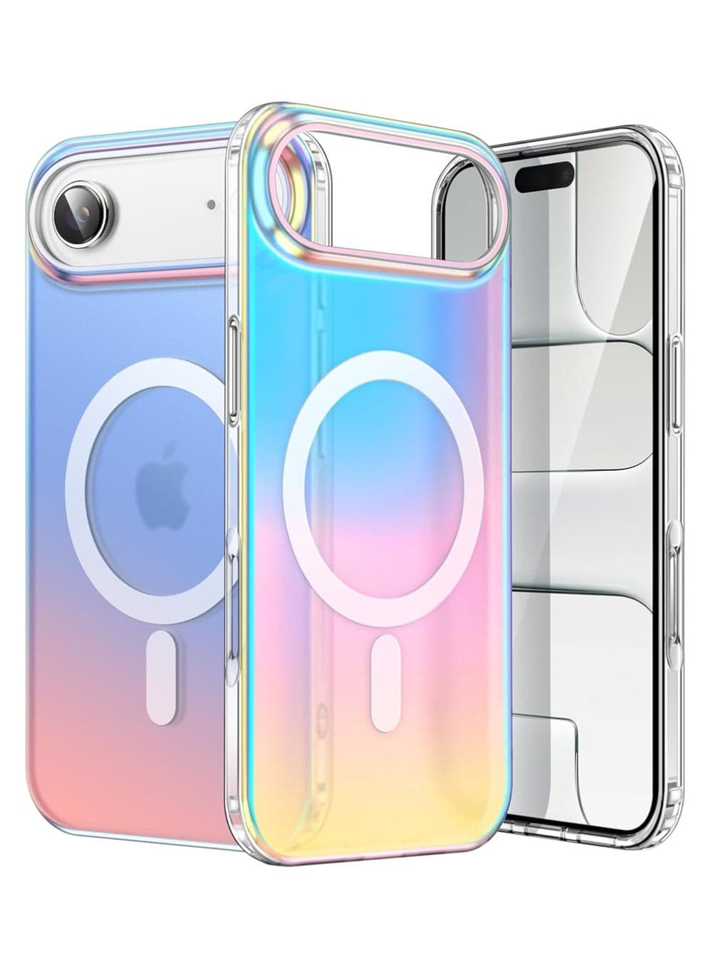 Iridescent Case for iPhone 17 Air Compatible with MagSafe, Cute Unique and Aesthetic Design, Colorful Fluorescent Translucent Back Shockproof Phone Cover, 6.5-Inch Display (Iridescent)