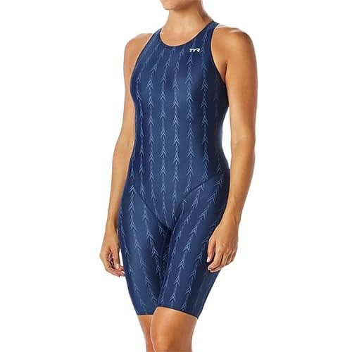 TYR Women's Solid Fusion 2 Open Back Swimsuit - U12 Compliant, Navy, 32