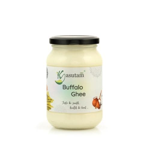 Kasutam A2 Desi Buffalo Bilona Ghee | Made By Traditional Vedic Bilona Method | Made In Earthen Pot & Hand Churned | Free Grazing Grass Fed Buffalo Ghee | Immunity Booster | Glass Jar- 500 Ml