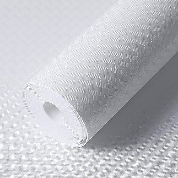 ElastPro EVA Food Grade Washable Anti Slip Mat/Sheet for Fridge, Shelf Liner, Table, Kitchen Drawer mat (White Crossed Stripe, 5 Meter)