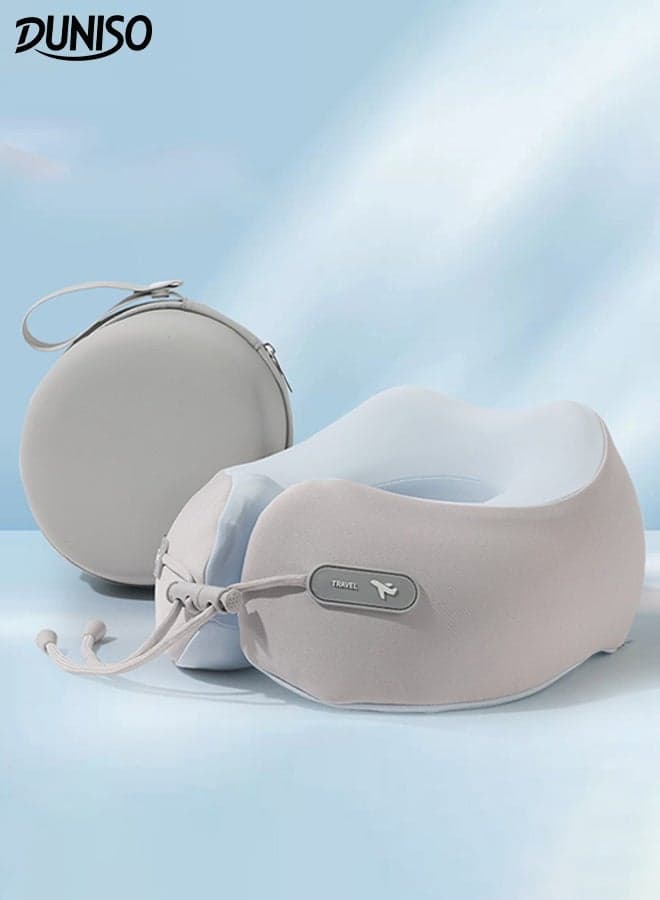 Travel Pillow for Airplane Memory Foam Neck Pillow Neck with Storage Carry Bag, Support to Relieve Neck Tension Lightweight Compact Breathable Flight Pillow Comfortable U-shaped Pillow for Airplane Car Office Home Travel Camping
