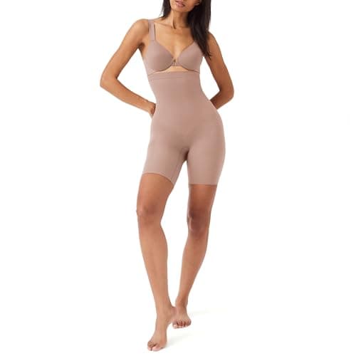 SPANX SPANXsculpt Seamless Power High-Waisted Mid-Thigh Short - Lightweight, All-Day Comfort - Core Control Shapewear - Cafe Au Lait - Large