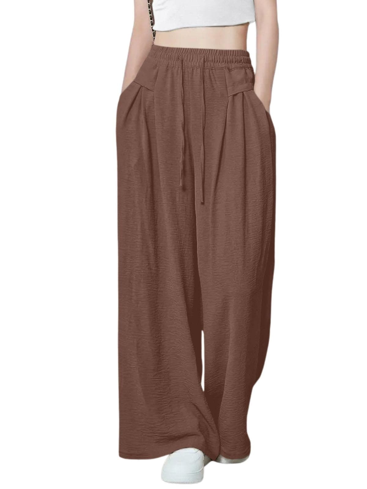 GRECIILOOKS Tailored Trousers for Women |High-Waisted Pant | KoreanTrouser (GL-TR1392-38-Brown)