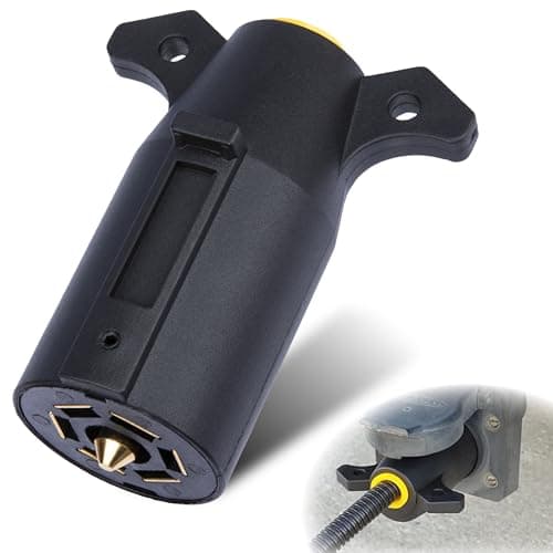 Sixzoo 7 Pin Trailer Plug Waterproof 7 Way Trailer Plug Flat Blade Connector Heavy Duty Trailers Light Plug Interlocking Trailers Electrical Connector for RV Towing Car Accessories